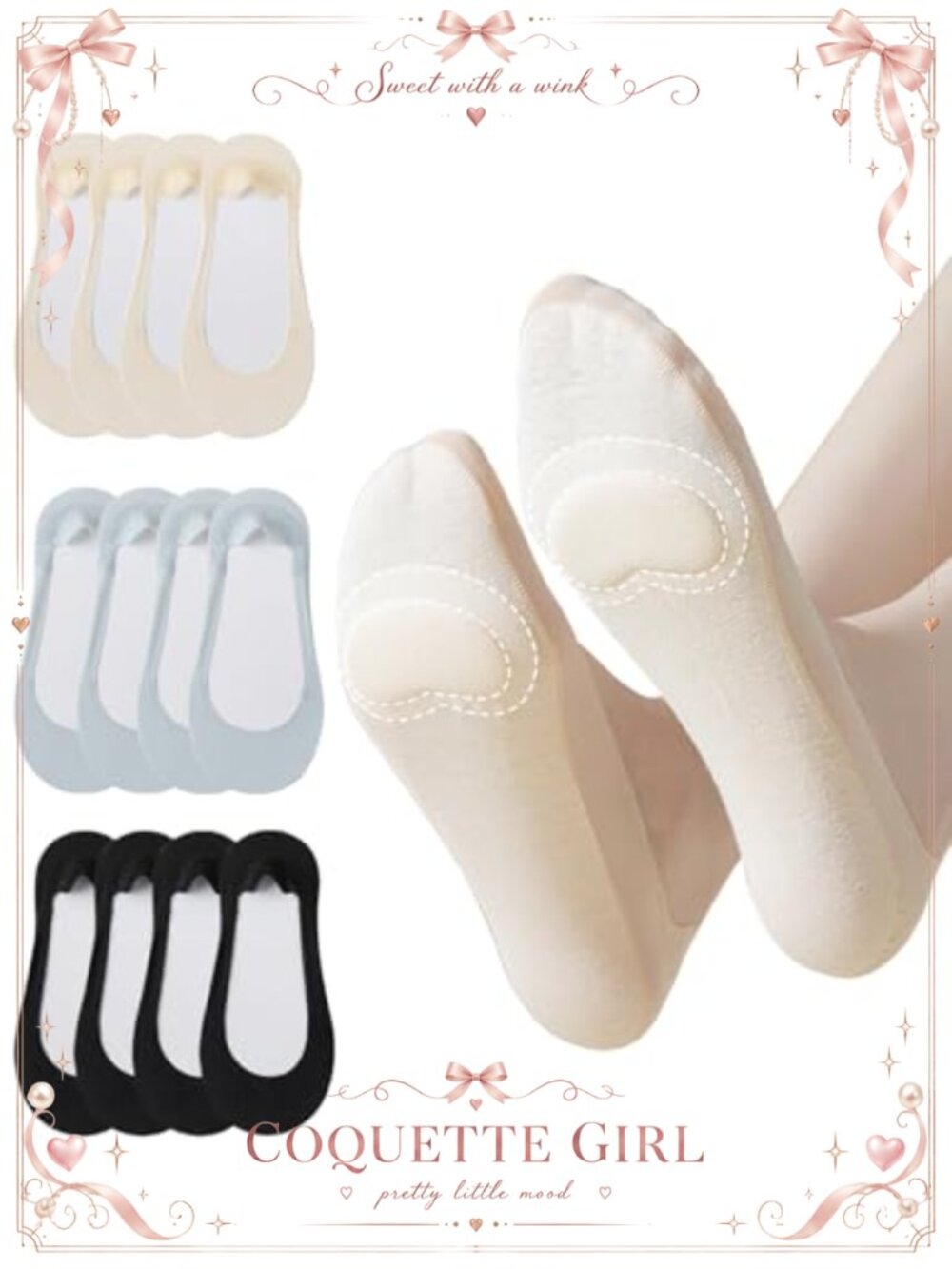 Thin No Show Invisible Liner Socks Sponge Bottom Non-Slip Ice Silk